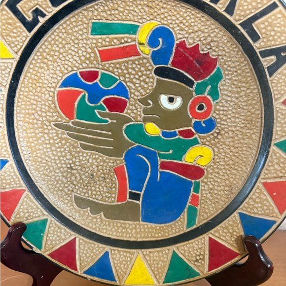 Colorful Decorative Plate with Geometric Patterns - Picture 2 of 5